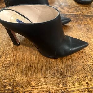 Stuart Weitzman Black Leather Mules